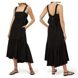New Tie-Back Dress in Stretch Linen